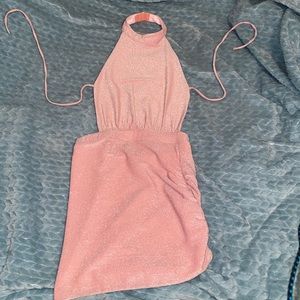 Haltered mini dress.